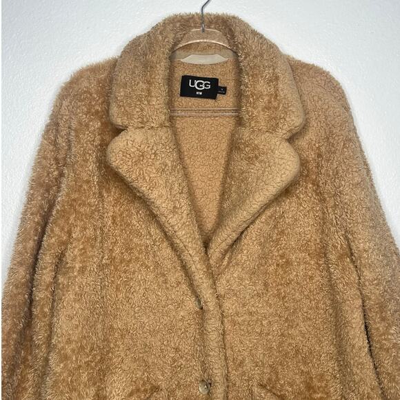 UGG Shailee UGGfluff Travel Cardigan Sherpa Teddy Jacket Brown Womens Size XL - Picture 3 of 9